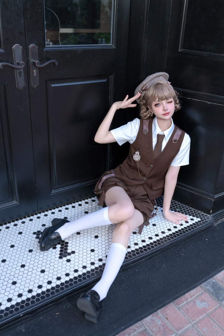 Ouji Lolita Brown Short Set - image 4