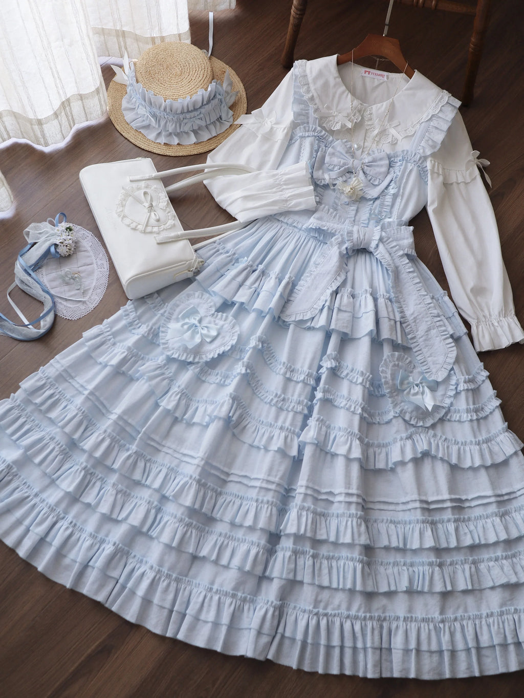 Loveheart - Solid Classic Lolita JSK Dress, Tiered Hem - image 22