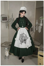 Abyss Clinic - Gothic Lolita Green Dress Set, Embroidery Accent - image 26