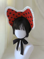 Teacup Meow - Old School Lolita Polka Dot OP Dress, Cat and Teacup Patch - image 16
