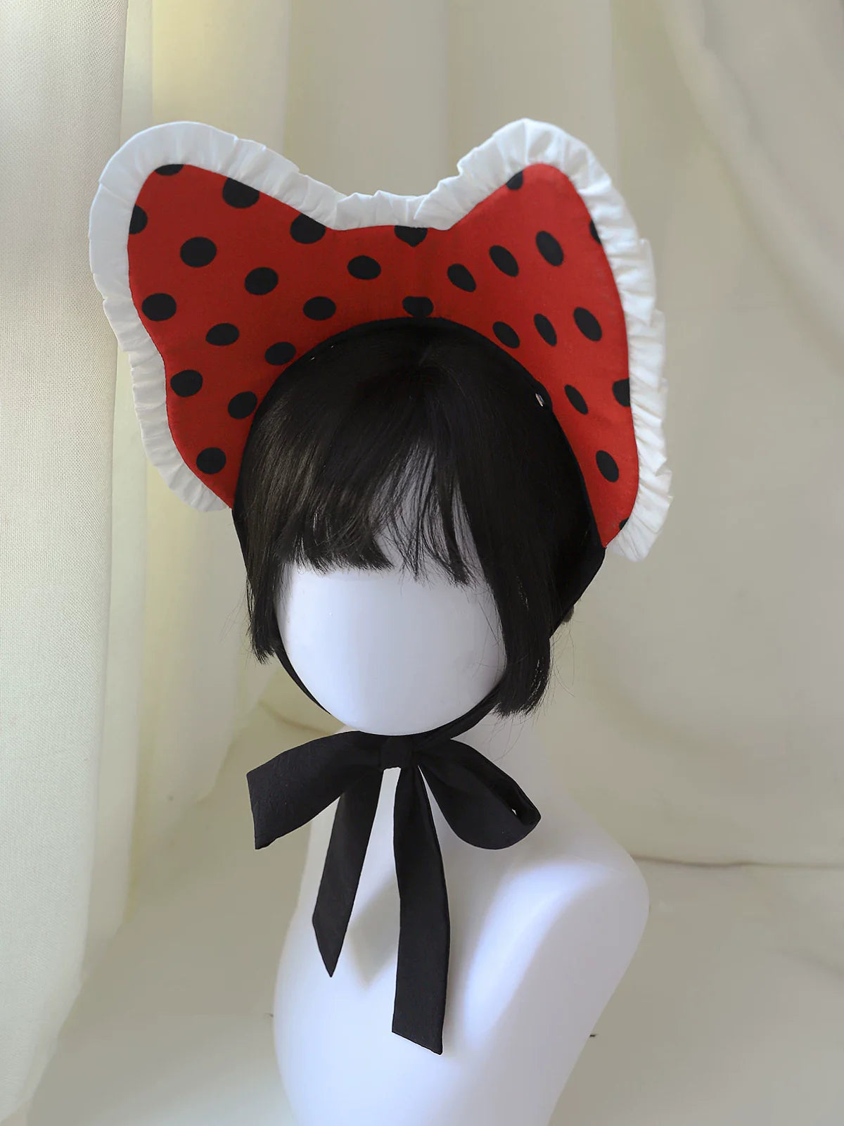 Teacup Meow - Old School Lolita Polka Dot OP Dress, Cat and Teacup Patch - image 16