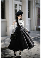Monochrome Sonata - Classic Lolita Bust-supporting JSK Set, Piano Inspired - image 26