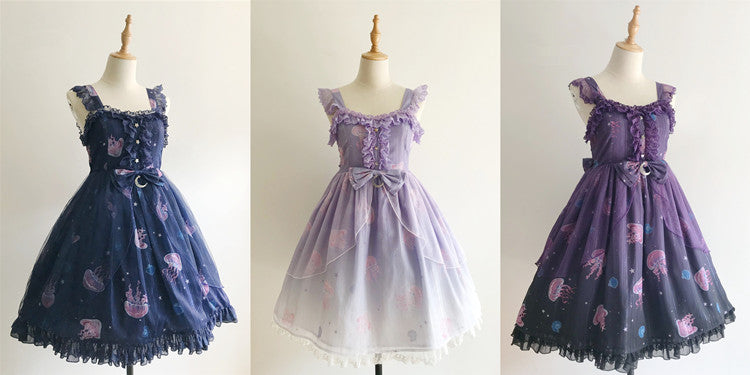 Jellyfish Meteor - Chiffon Fairy Jellyfish Printed Lolita JSK - image 26