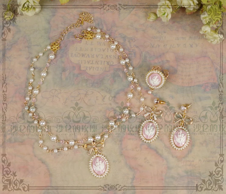 Lily Miss - Elegant Lolita Pearl Necklace and Earrings Set - image 14