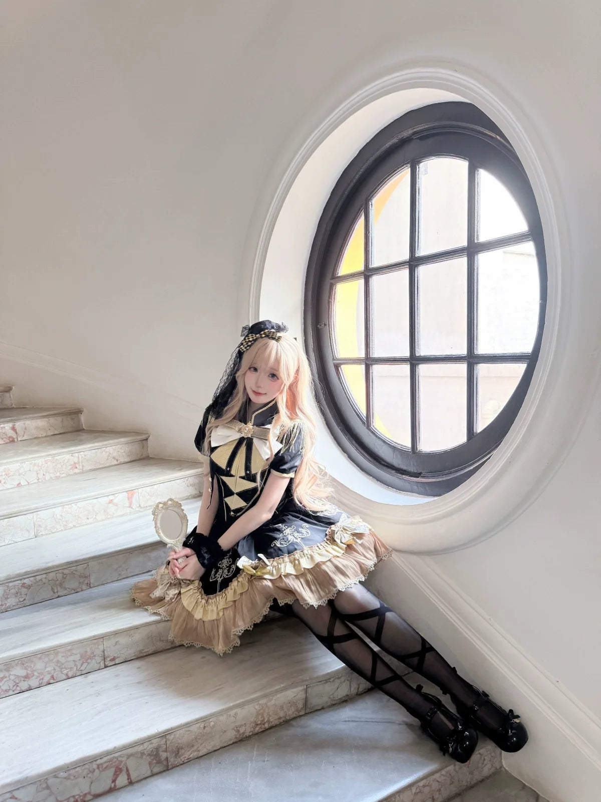 Glitter Oath - Military Lolita OP Dress with Detachable Split Tail Cloak - image 17