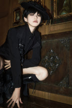 Wind - Ouji Lolita Black Long Vest - image 15