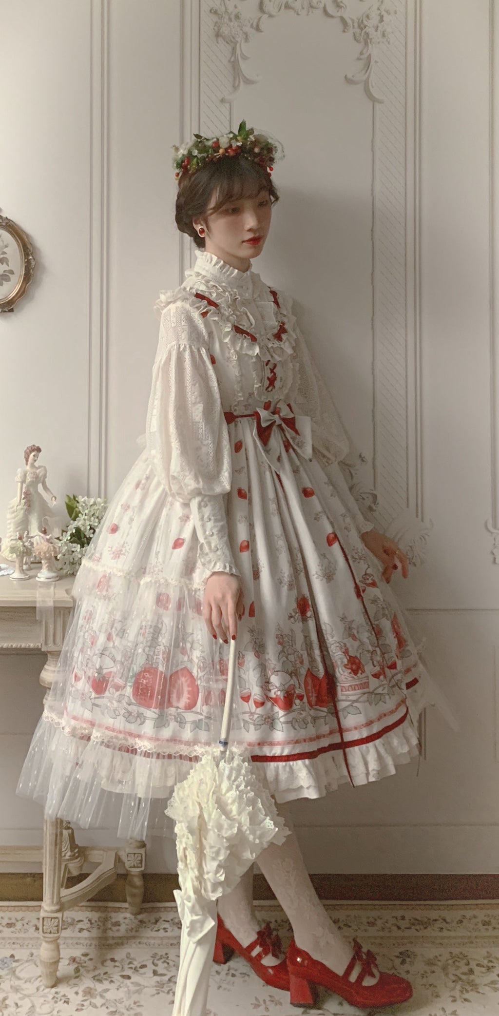 Strawberry Fruit Tea SP - Apricot Sweet Lolita Jumper Dress - image 15