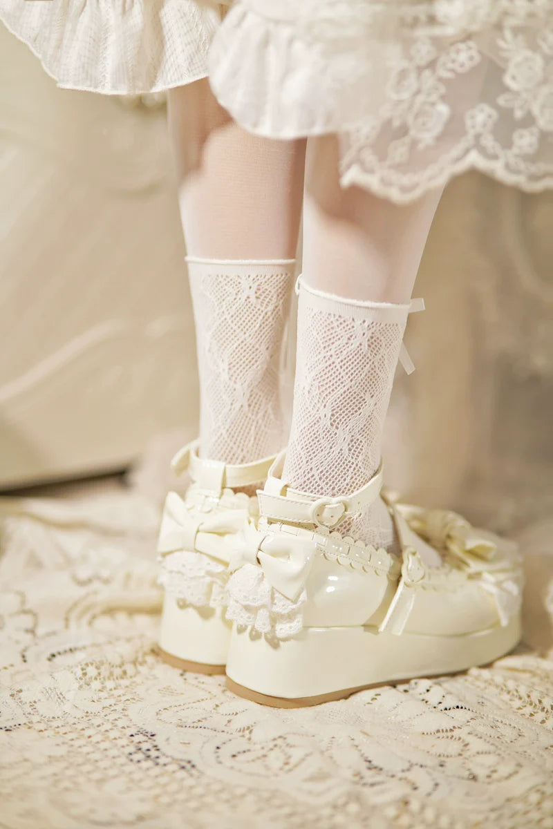 Milky Puff - Sweet Lolita Heels Shoes, Round Toe With Petite Wedge - image 26