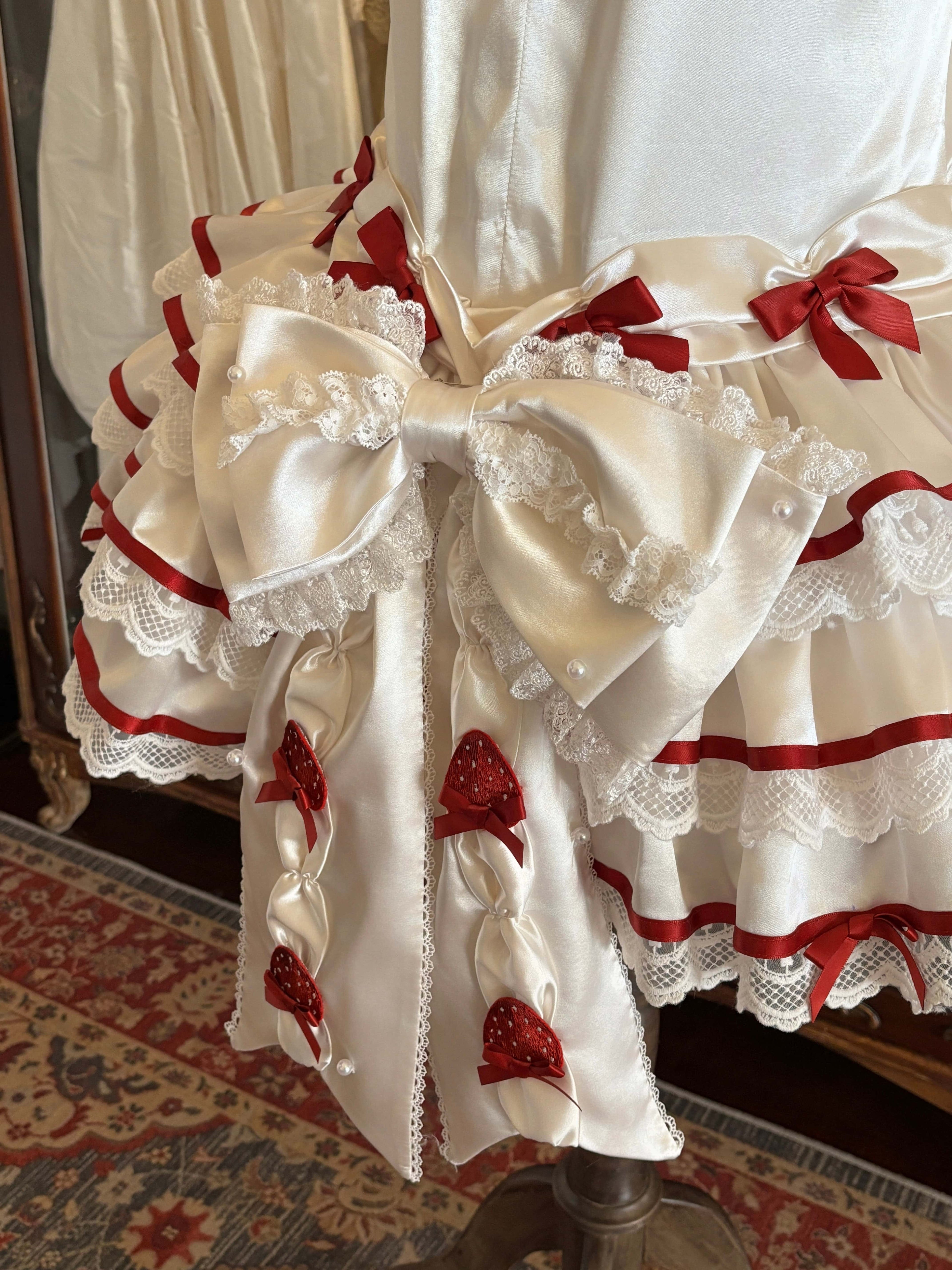 Paria Cream Strawberry Satin Lolita OP Dress and Accessories - image 20