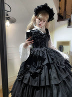 Cotton Gothic Lolita Long JSK, Drawn-up Hem - image 61