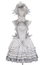 Metallic Angel - Silver-white Punk Lolita JSK, Wing and Rhinestone Details - image 35
