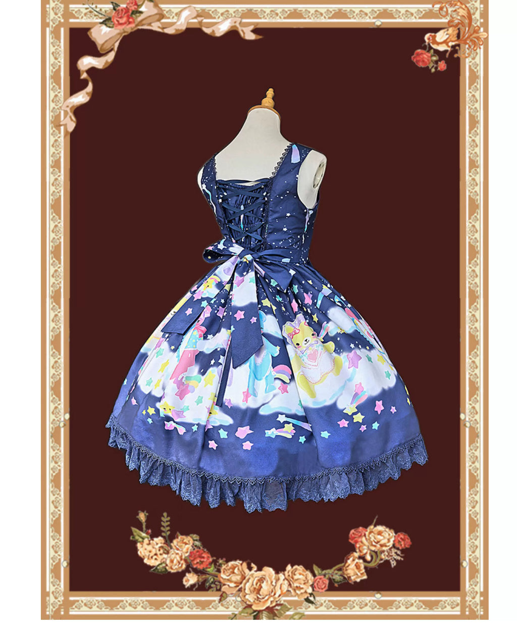 Sleepy Bear - Kawaii Lolita Bear and Star Printed Dress and Accessories - image 12
