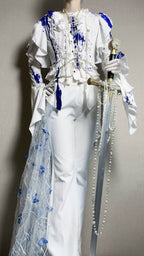 Echo of Deep Sea - Satin Ouji Lolita Trailing Blouse, Solid or Blood Stain Style - image 10