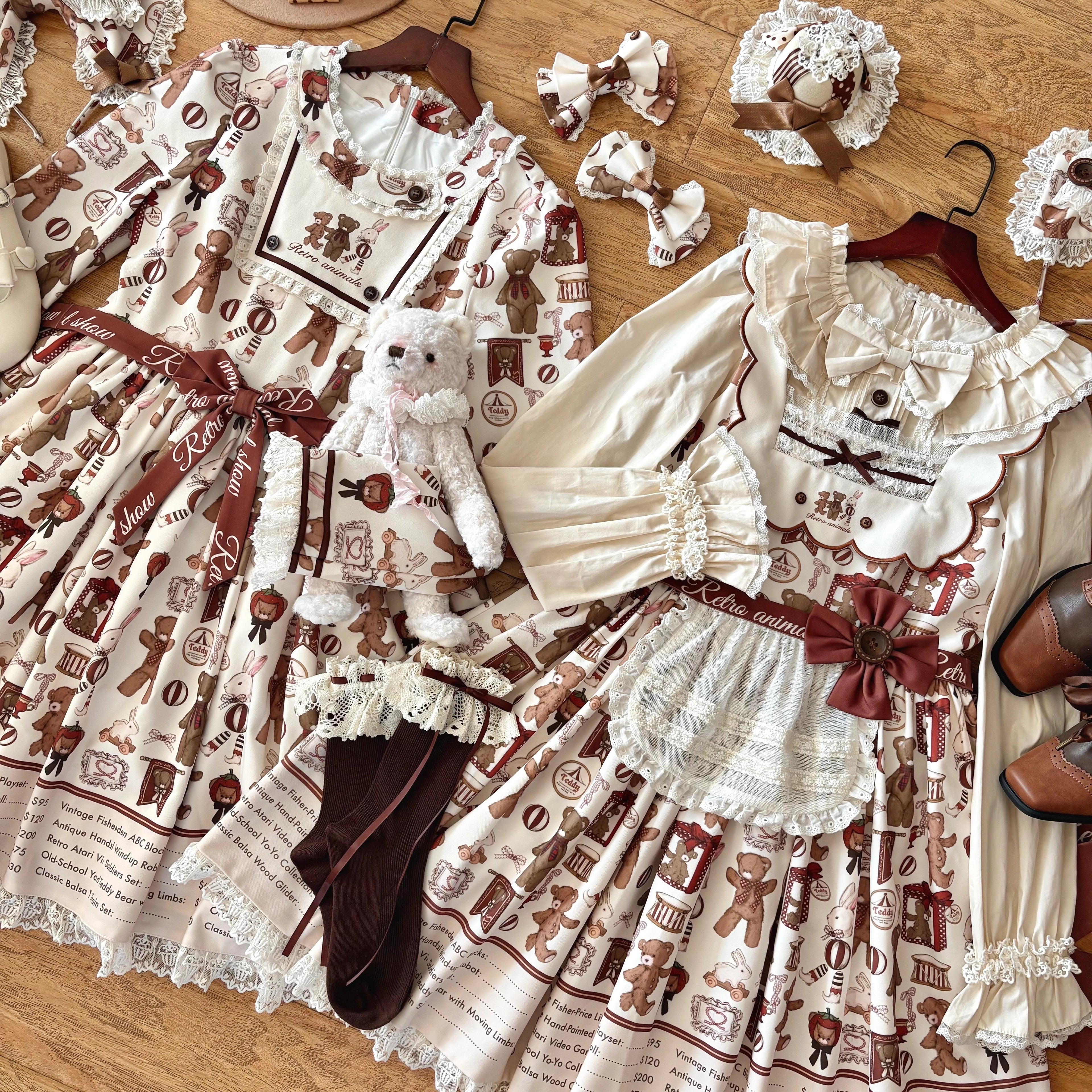 Teddy Bear Daily News Sweet Vintage Lolita Dress JSK and OP Series and Accessories - image 12