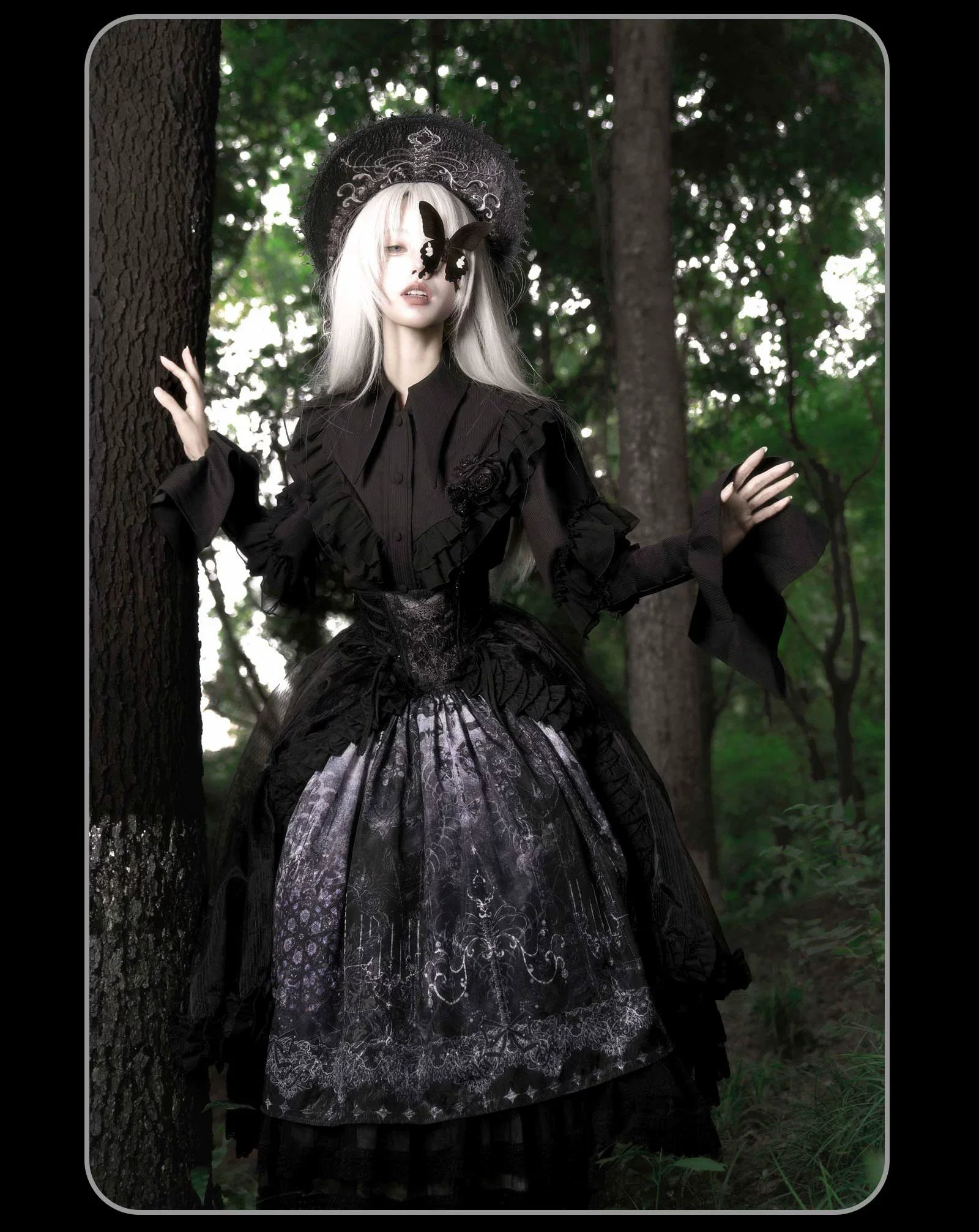 Bone-Eroded Butterfly - Gothic Lolita JSK & SK Set - image 19