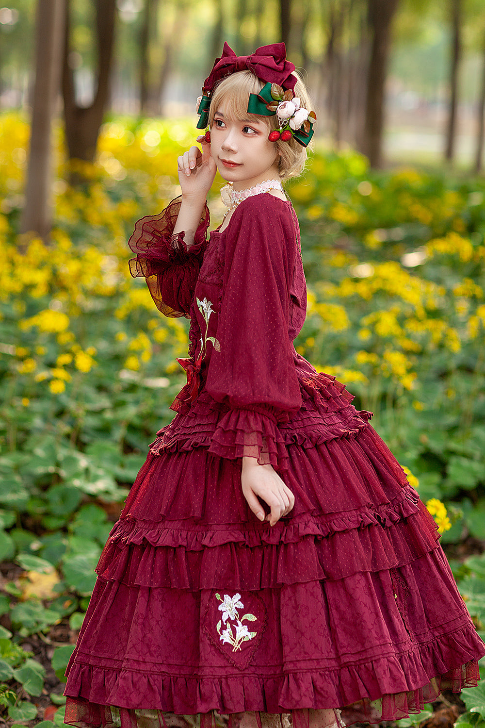 Melaleuca Lily - Embroidery Country Lolita Blouse and Skirt and Accessories - image 21