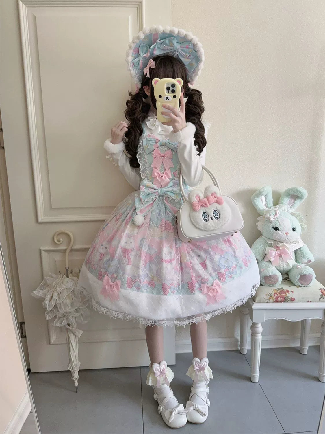 Candy Mary Cat - Fluffy Sweet Lolita JSK Dress, Kitten Print - image 7