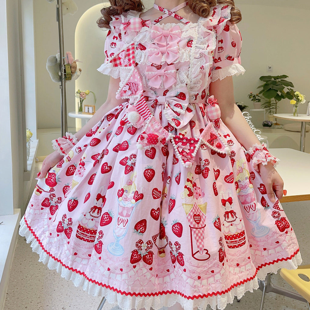 Cheese Cat - Sweet and Playful Strawberry Gingham Lace Cuffs - image 10