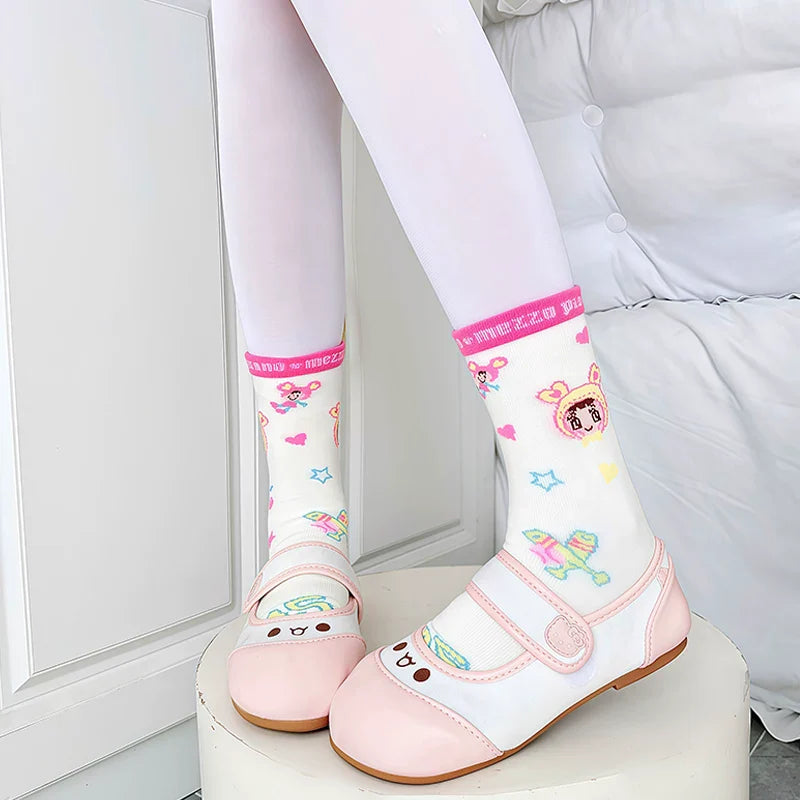 Bunny and Chick Print Sweet Lolita Short Socks - image 4