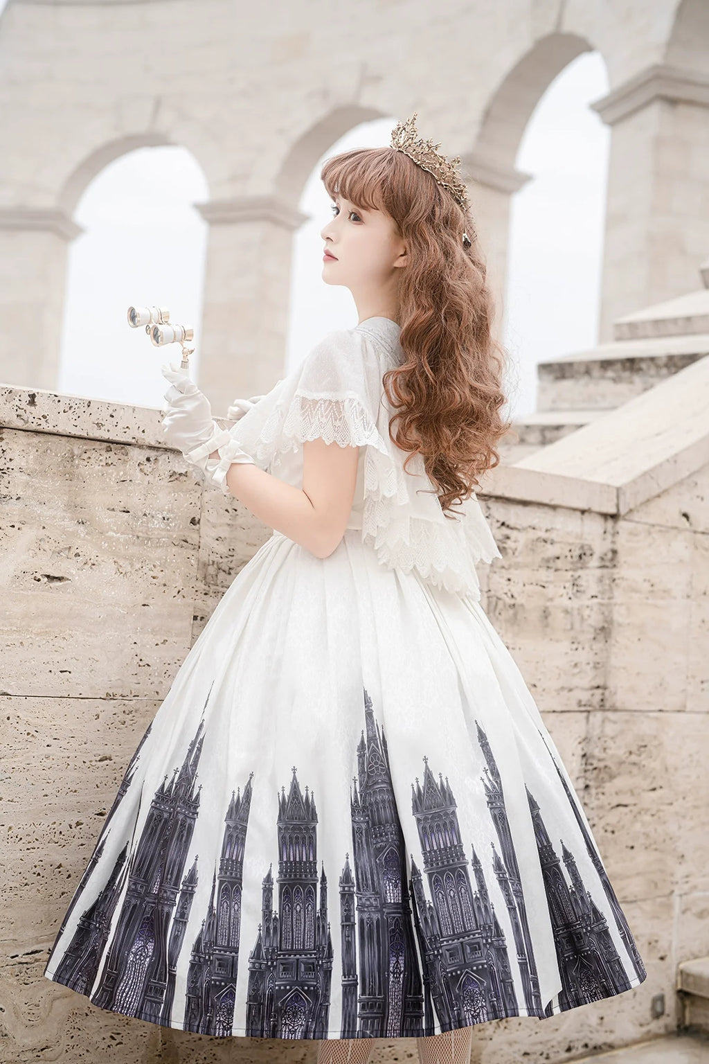 Silent Church - Gothic Lolita JSK Dress Printed Dress Thin Shawl Set - image 23