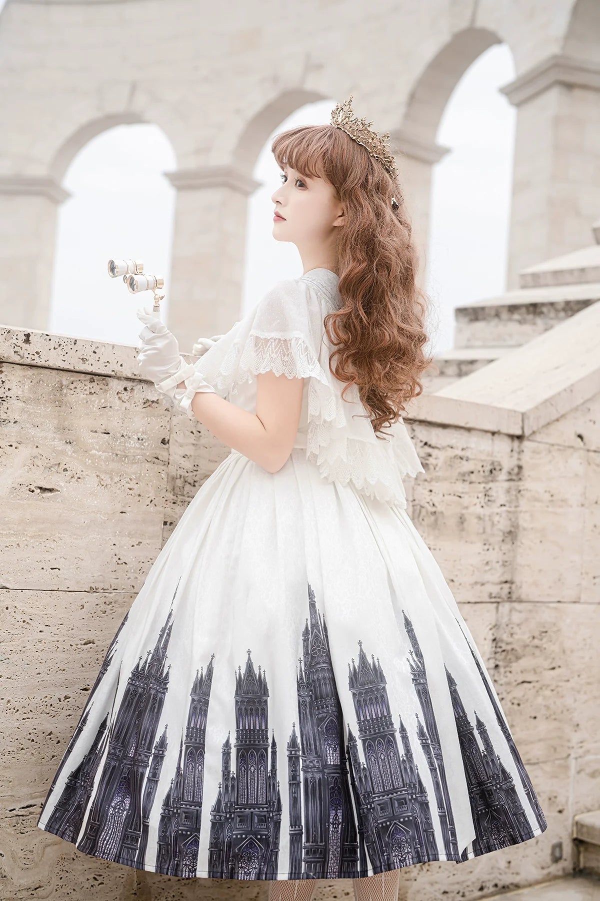 Silent Church - Gothic Lolita JSK Dress Printed Dress Thin Shawl Set - image 23