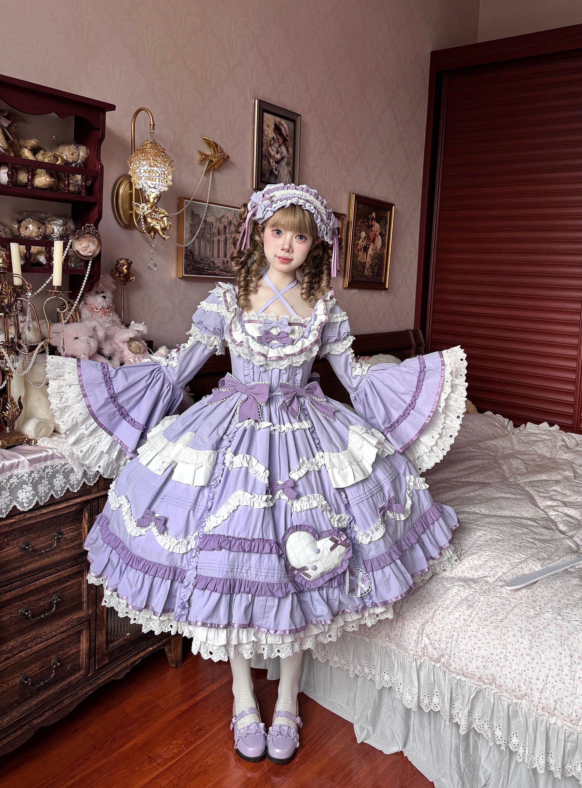 Audelia - Plus Size Sweet Lolita OP with Halter Neckline and Accessories - image 9
