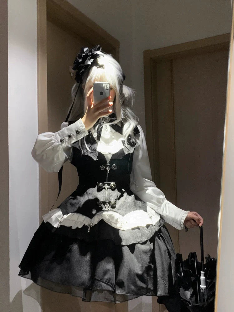 Bloodline Duke - Gothic Lolita SK Suit Spider Web Vest and Blouse - image 11
