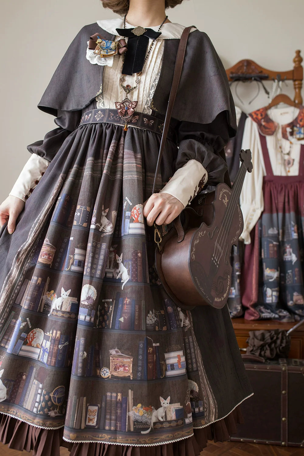 German Bookshelf - Classic Lolita OP Dress & Detachble Cape - image 19