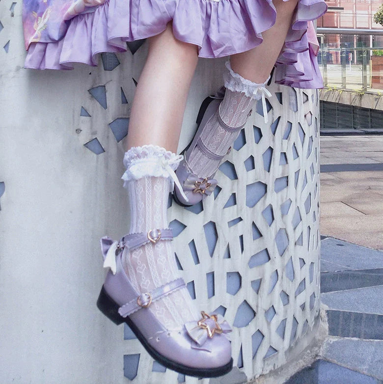 Dreamy Starry - Sweet Lolita Shoes Low Heel Bow Shoes - image 5