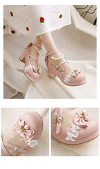 Round Toe Sweet Lolita Shoes, Detachable Pearl Chain - image 16