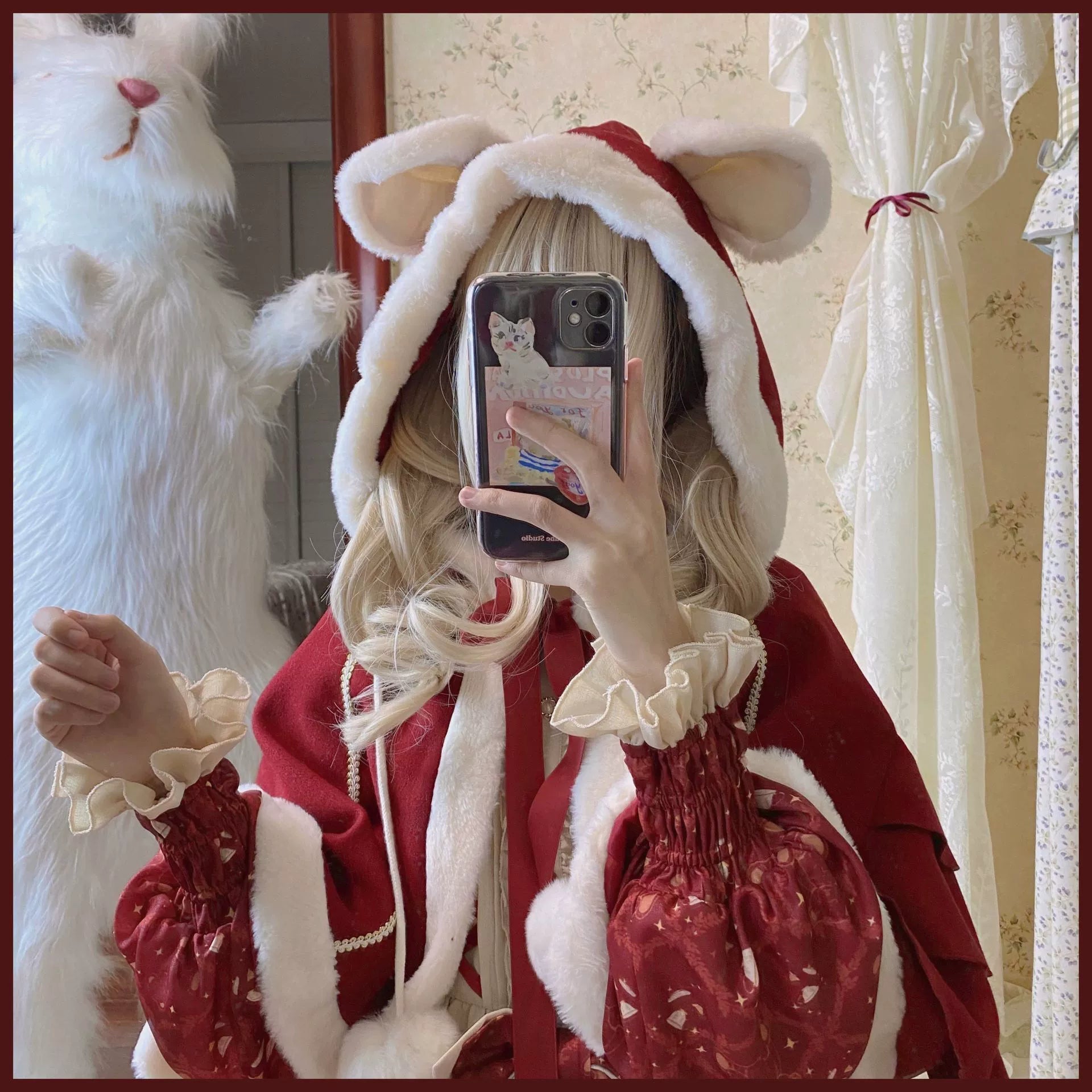 Sweet Bear Gift House - Sweet Lolita Suit Christmas Lolita OP and Cape - image 7