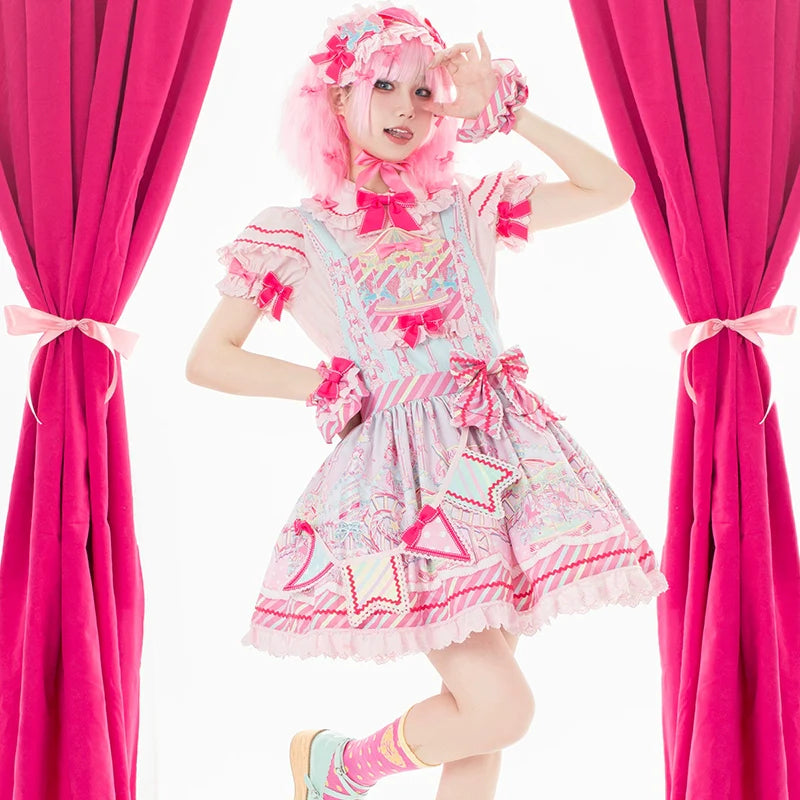 Candy Park Sweet Lolita Print Jumper Dress and Accessories - image 4