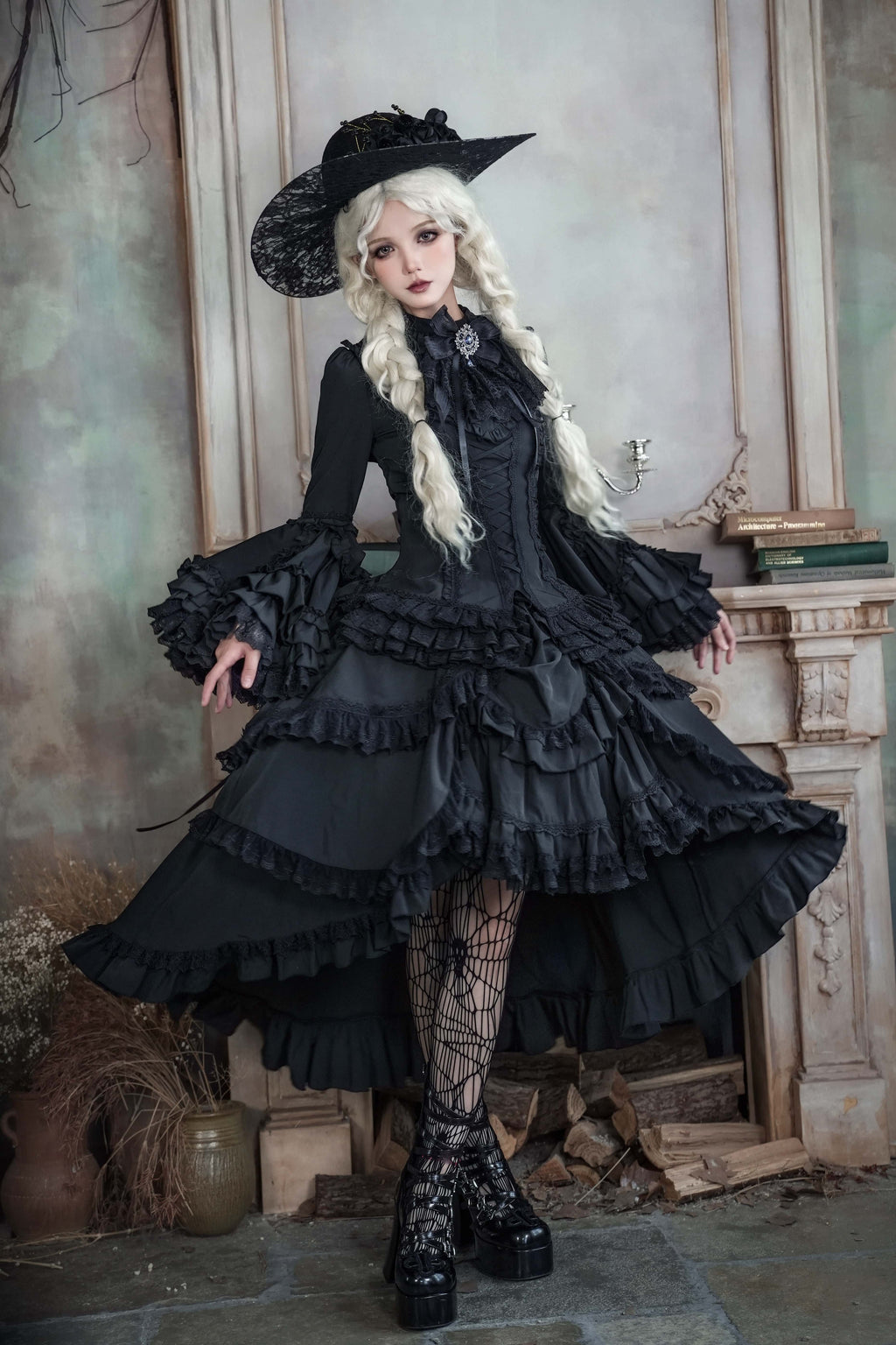 Immortal Bird Black Gothic Lolita Blouse SK Set - image 2