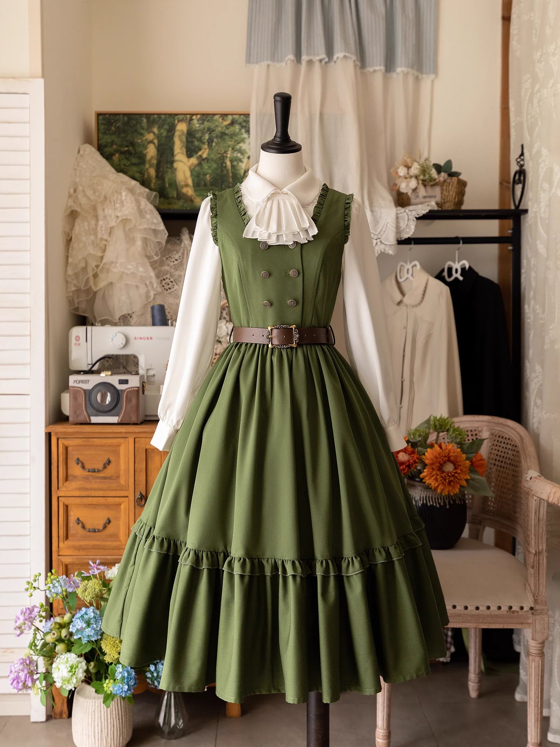 Little Manor - Classical Lolita JSK Dress & Long Sleeve Blouse - image 1