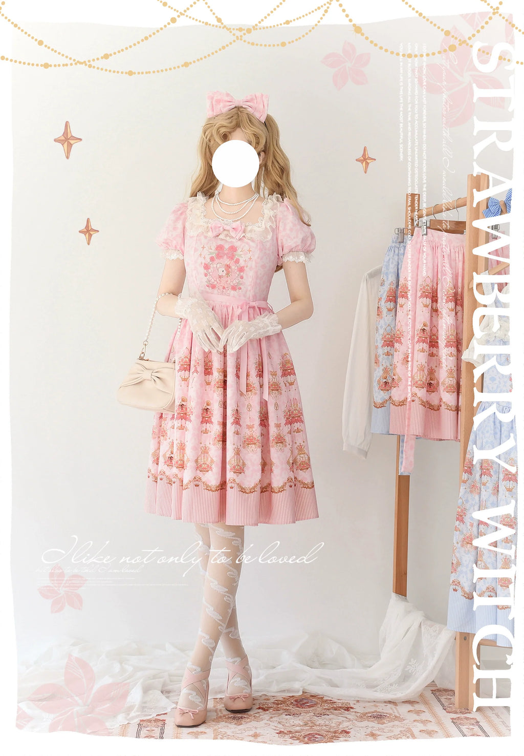 Rose Garden Bunny - Daily Lolita Rose Bunny Printing OP JSK Dress Set - image 4
