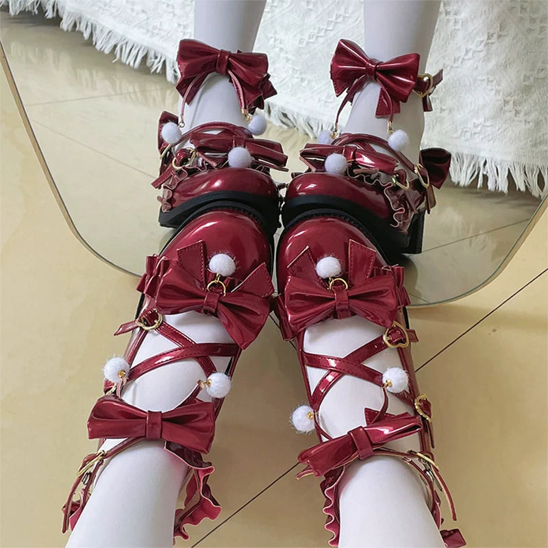 Fairy Godmothe - Preppy Style Flat Shoes Mid Heel Round Toe Lolita Shoes - image 14