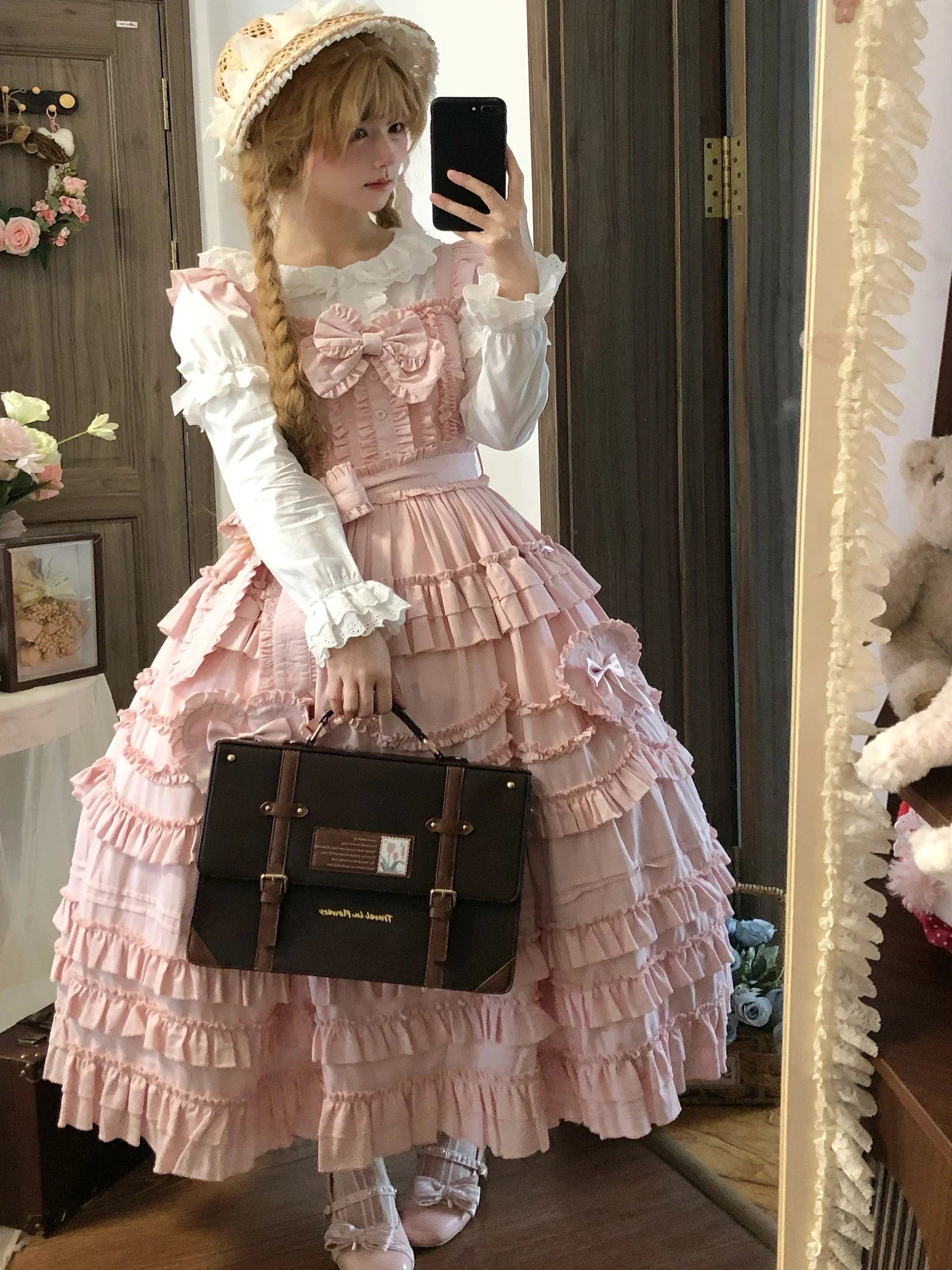 Loveheart - Solid Classic Lolita JSK Dress, Tiered Hem - image 10