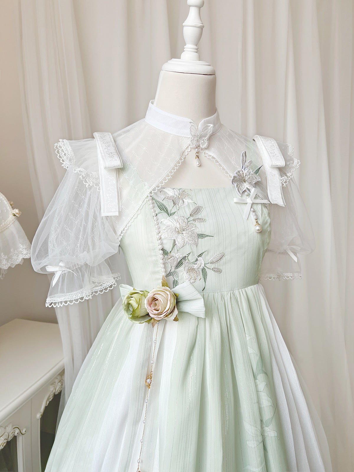 Wind Singing Lily - Qi Lolita Embroidered Dress Suit - image 5