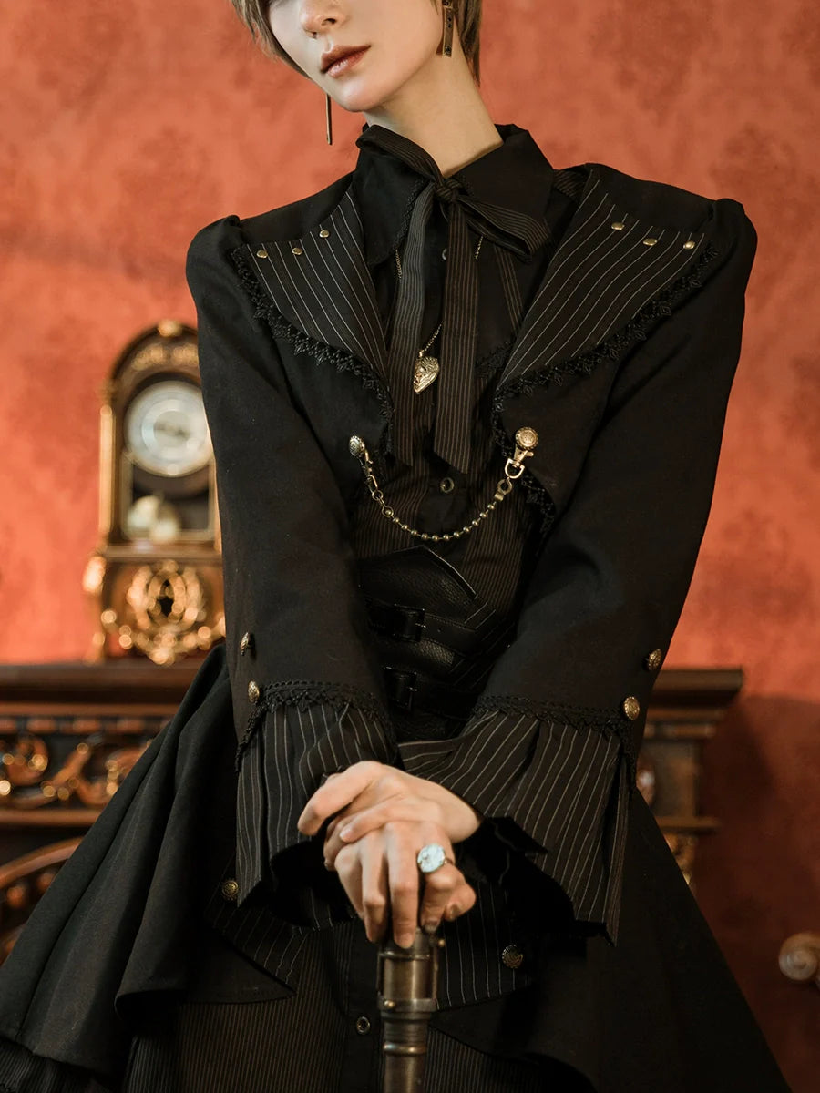 Gothic Lolita Black Cropped Cardigan Jacket - image 38