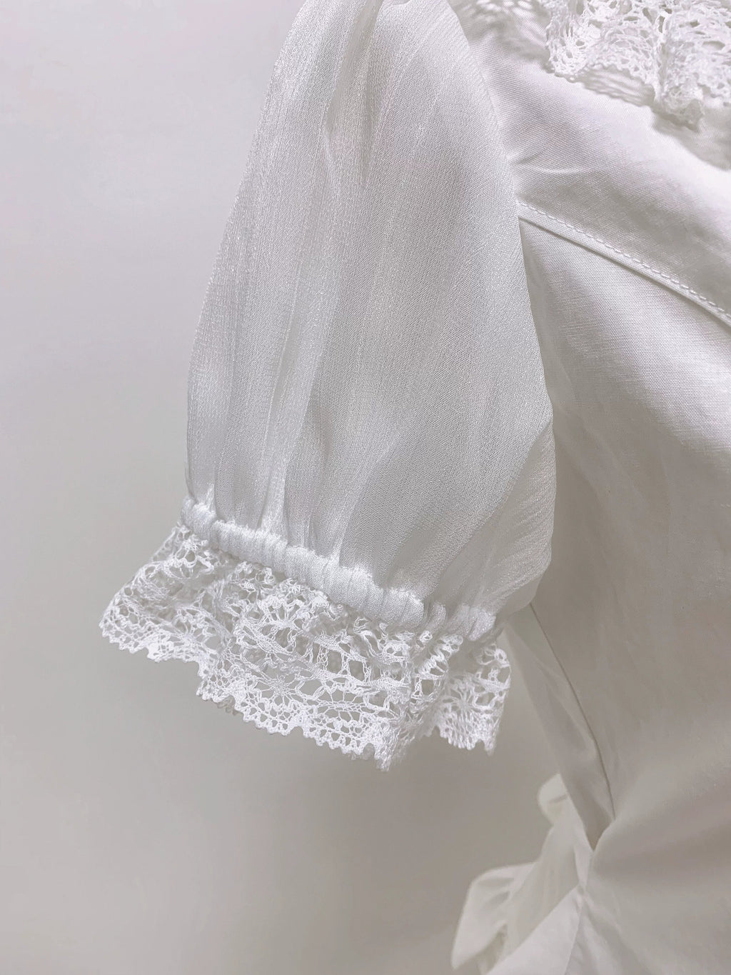 Ice Cream - Old School Lolita White Fitted Blouse with Bow - image 5