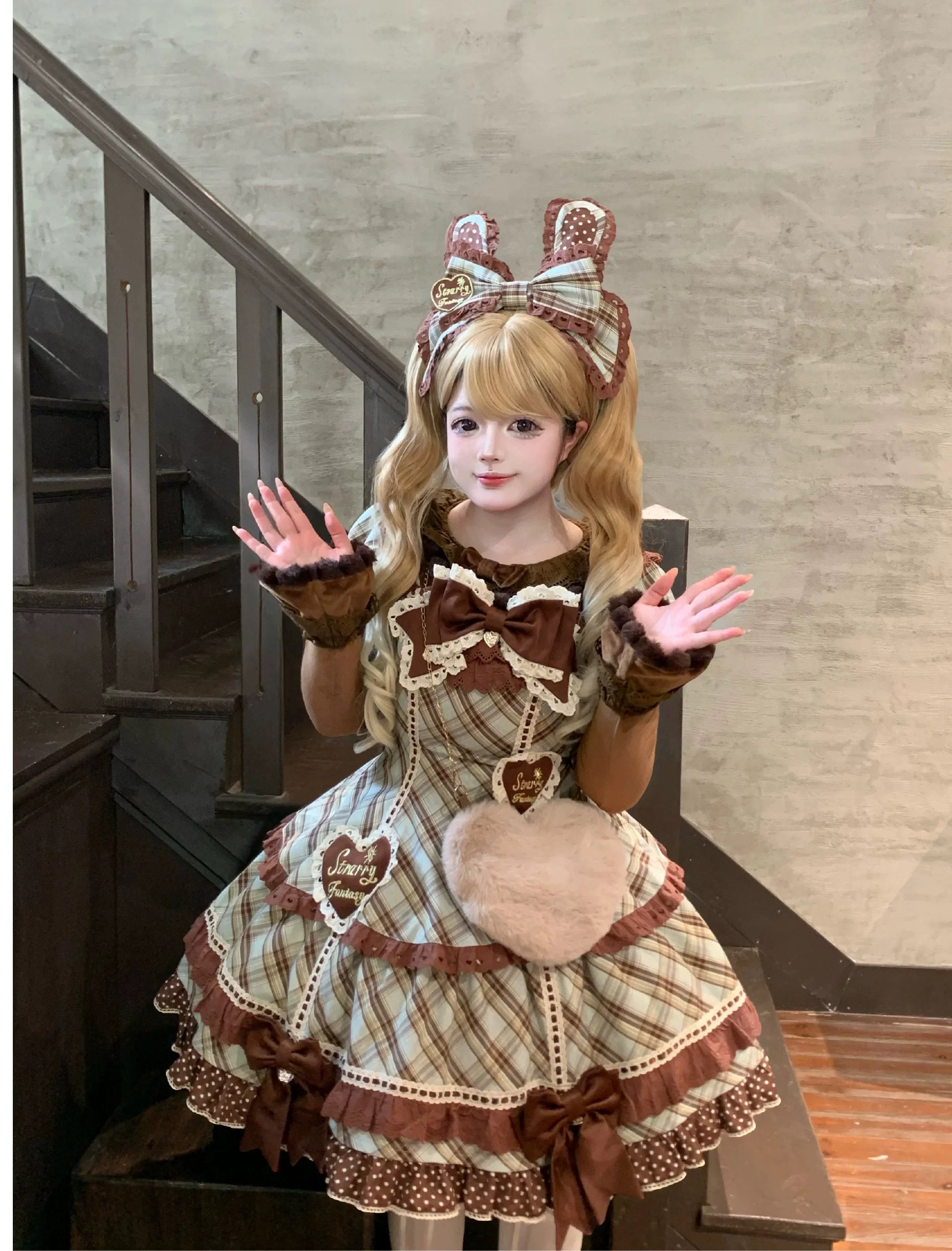 Plus Size Old-School Lolita Plaid JSK and OP Dress and Accessories - image 3