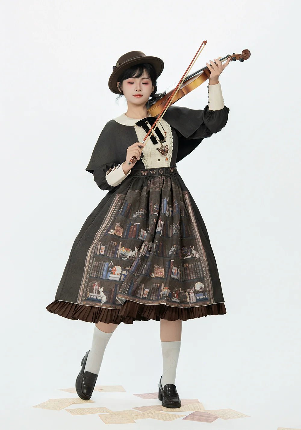 German Bookshelf - Classic Lolita OP Dress & Detachble Cape - image 43