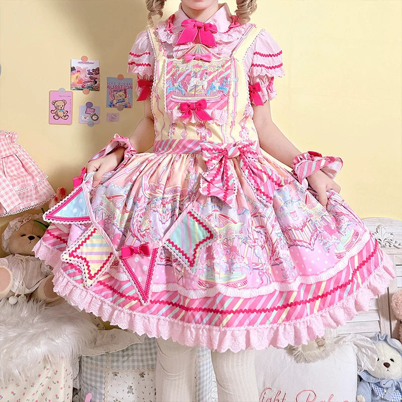 Candy Park Sweet Lolita Print Jumper Dress and Accessories - image 9