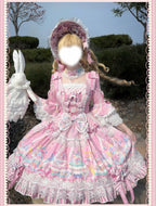 Macaron - Printed Sweet Lolita OP Dress and Old School JSK - image 4