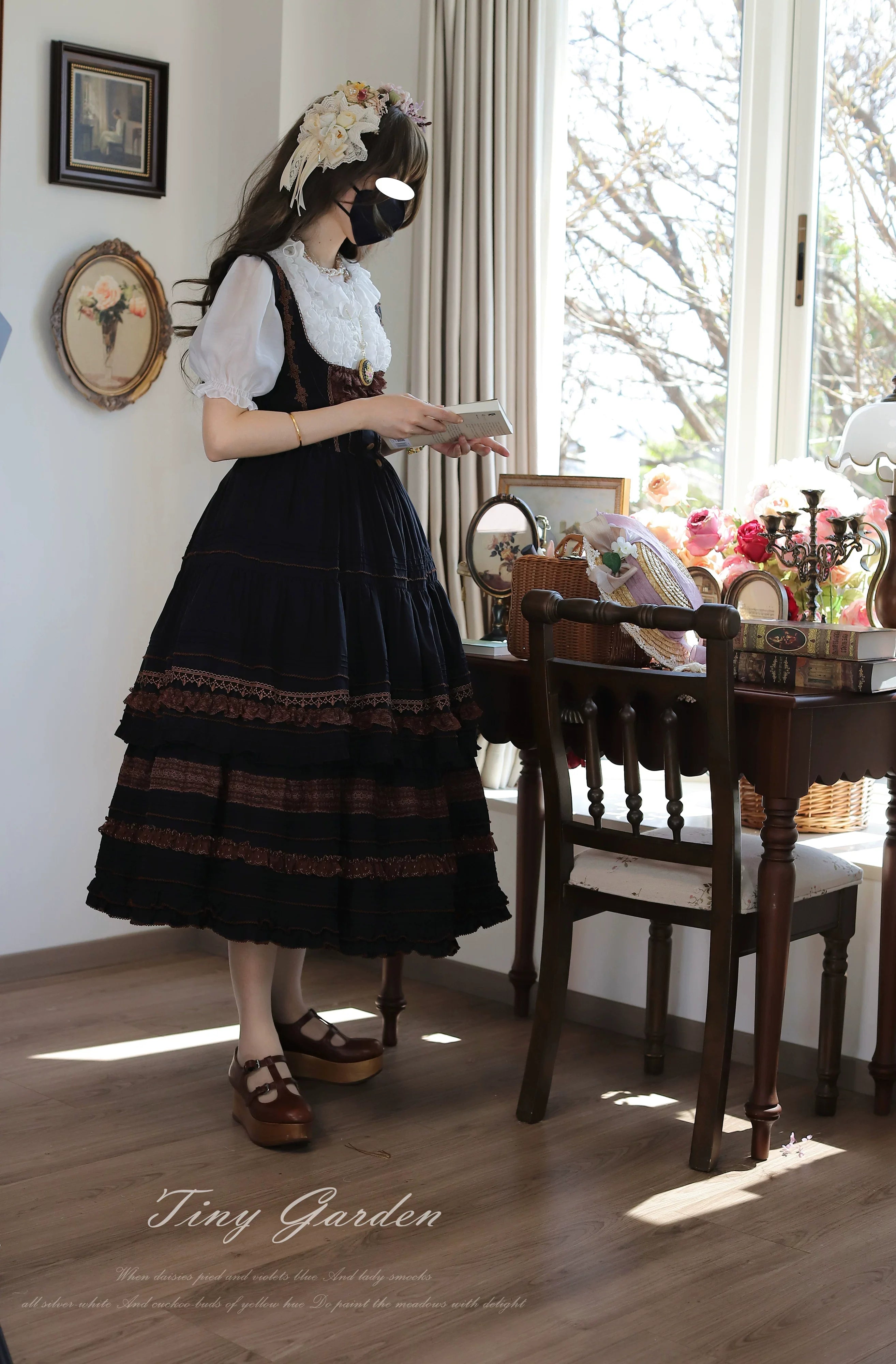 Marguerite Daisy - Classic Lolita Bust-supporting JSK Dress, Layered Lace - image 14