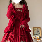Sunset Bouquet - Elegant Lolita Cardigan, Flounce Hem - image 5