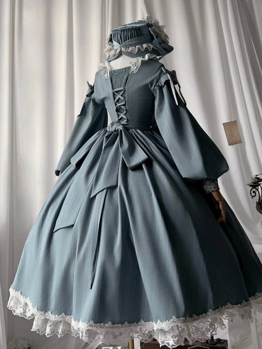 Embroidered Classic Lolita OP Dress, Lace Trim Shirt and Accessories - image 18