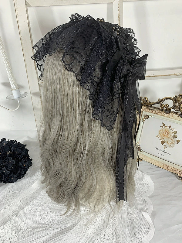 Gothic Lolita Headband Black Bow Lace Hair Accessory - image 11