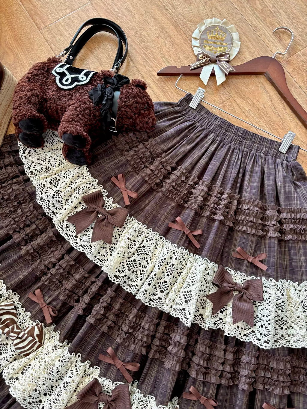 Coco Grace - Plaid Kawaii Lolita JSK Dress, Layered Ruffle & Bow and Accessories - image 19