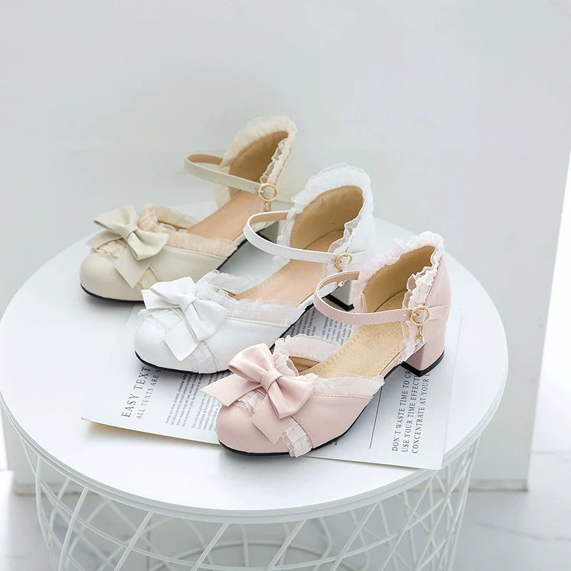 Sweet Lolita Round Toe Chunky Heel Shoes - image 1